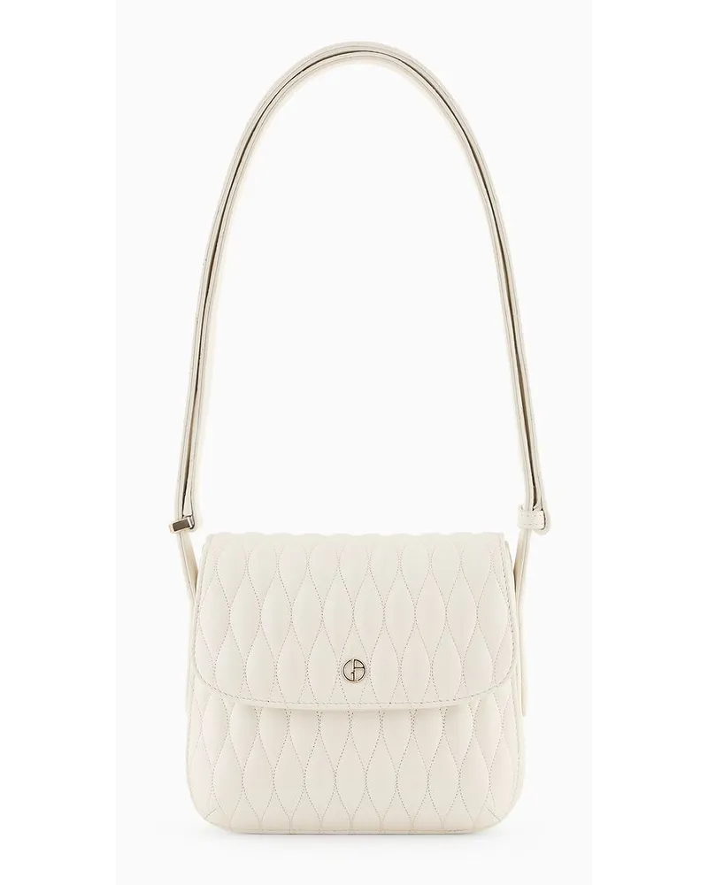 Giorgio Armani Tasche La Prima Aus Gestepptem Nappaleder mit Wellenmuster Milchweiss