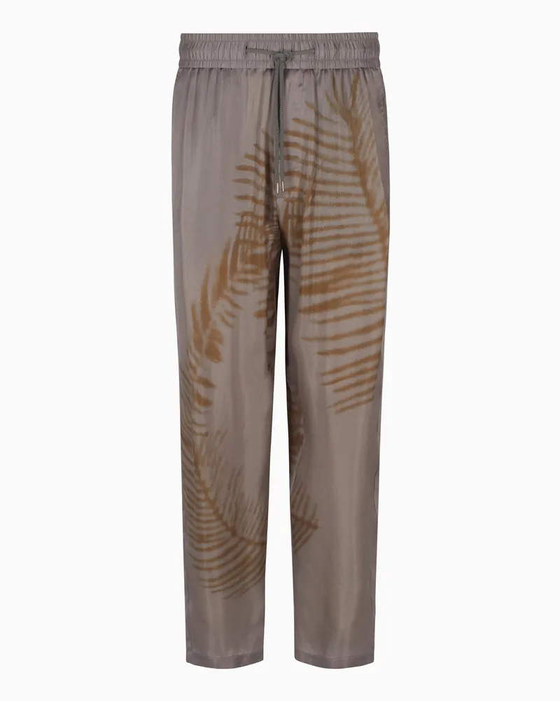 Giorgio Armani Hose mit Tunnelzug aus Cupro mit Print Grau