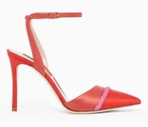 Pumps mit Riemen aus zweifarbigem Satin