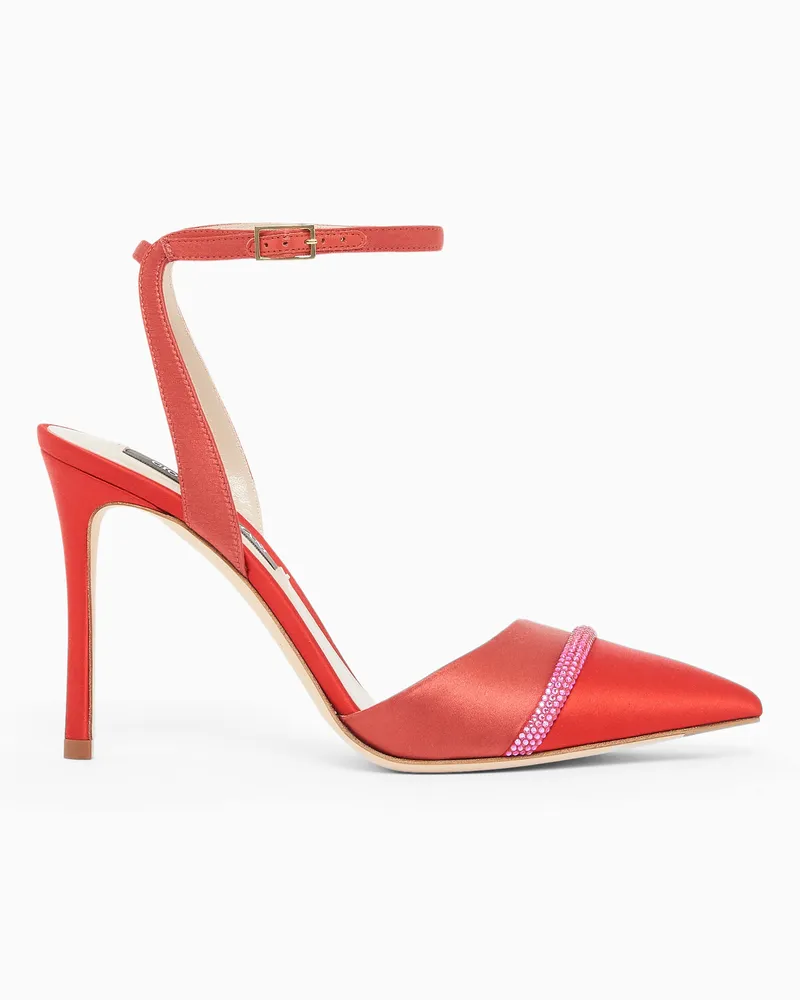 Giorgio Armani Pumps mit Riemen aus zweifarbigem Satin Rot