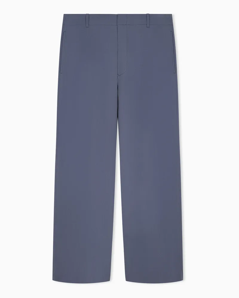 Giorgio Armani Hose mit flacher Front aus leichtem Satin Blau