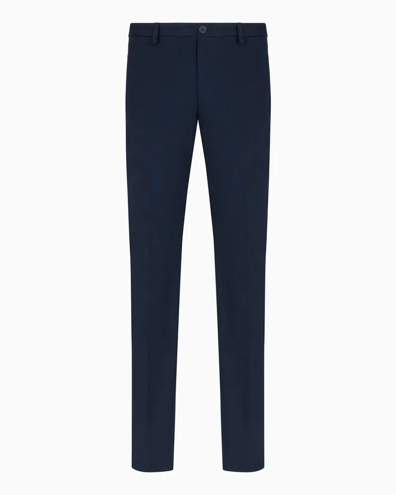 Giorgio Armani Stretchhose aus Baumwolle und Kaschmir Marineblau