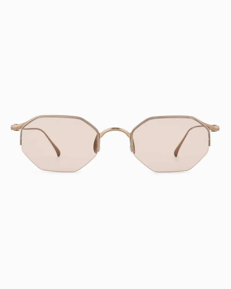 Giorgio Armani Sonnenbrille mit sechseckiger Fassung für Herren Goldfarben