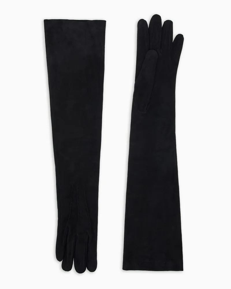Giorgio Armani Lange Handschuhe aus Veloursleder Schwarz