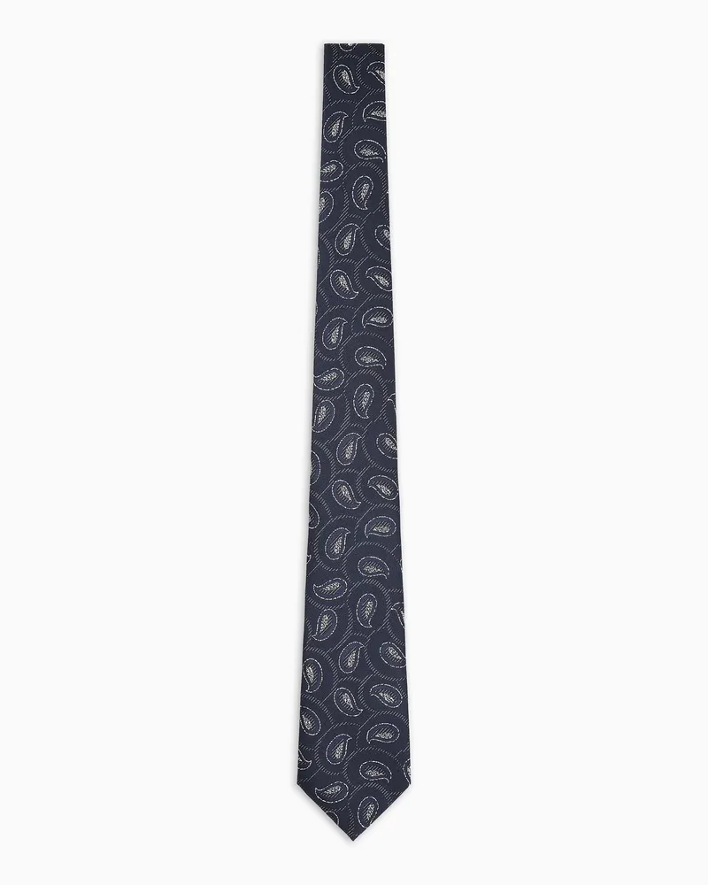 Giorgio Armani Krawatte aus Seide in Jacquard-Stoff-Verarbeitung Blau