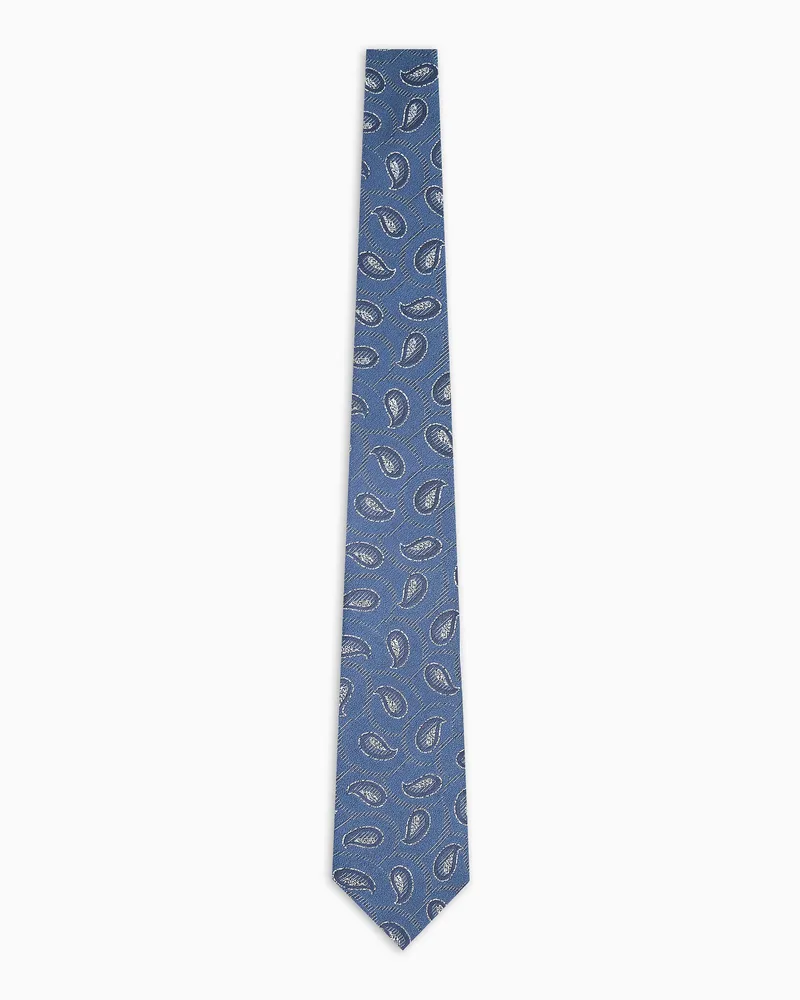 Giorgio Armani Krawatte aus Seide in Jacquard-Stoff-Verarbeitung Blau