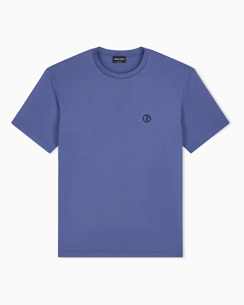 Giorgio Armani Regular Fit T-Shirt aus reinem Baumwollinterlock Marineblau