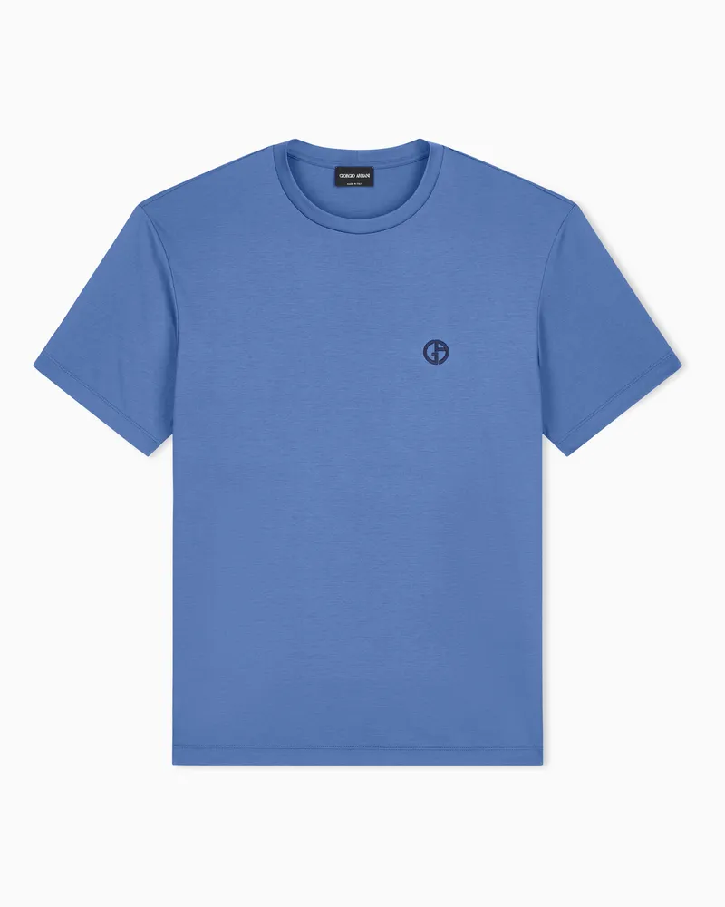 Giorgio Armani Regular Fit T-Shirt aus reinem Baumwollinterlock Marineblau