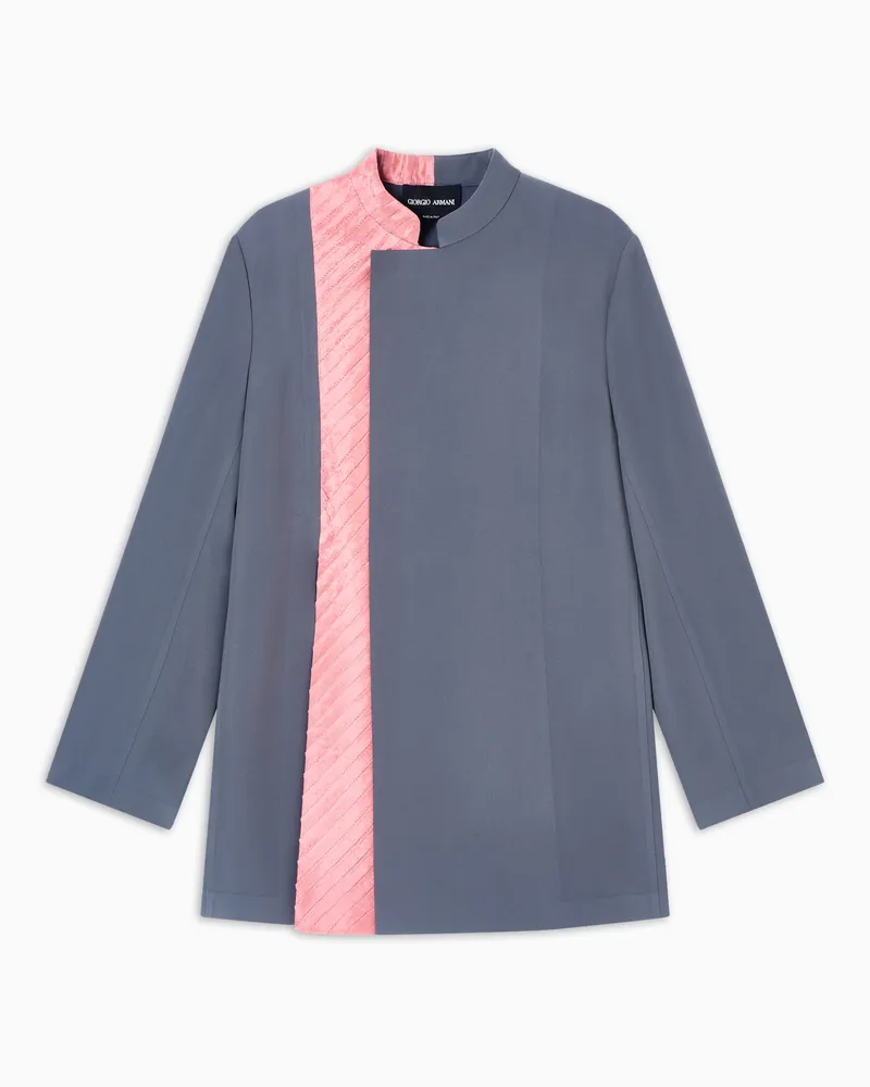 Giorgio Armani Lange Jacke aus Cady-Funktionsgewebe und Plissee-Seide Grau