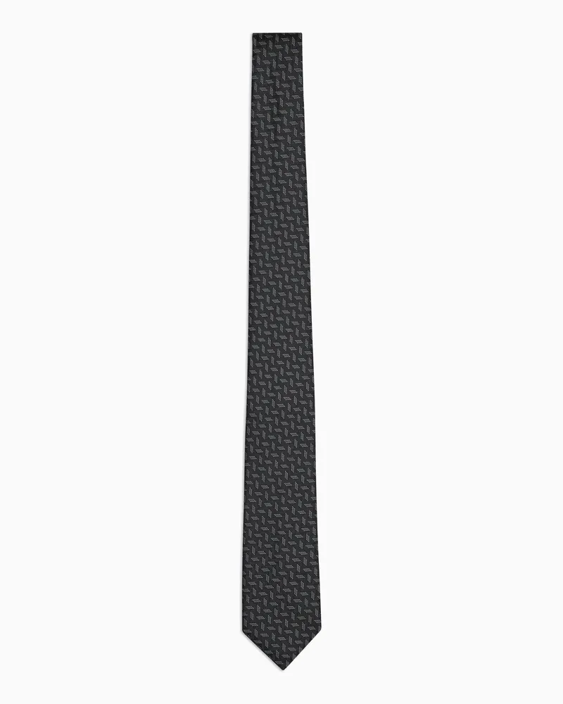Giorgio Armani Krawatte aus Seiden-Jacquard mit geometrischem Muster Schwarz