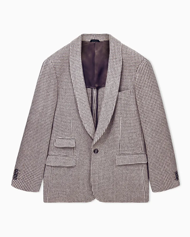 Giorgio Armani Blazer Heritage aus Wolle und Kaschmir mit Hahnentritt Braun