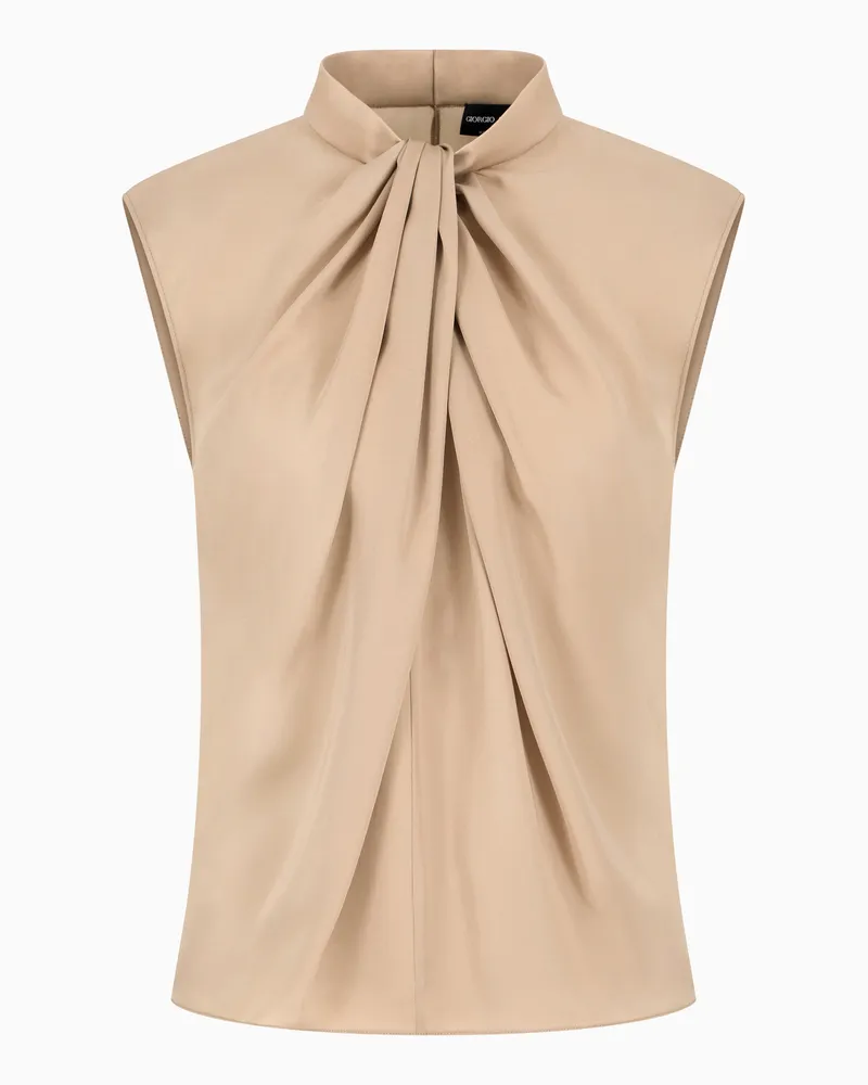 Giorgio Armani Bluse aus doppeltem, gewaschenem Seiden-Georgette Beige