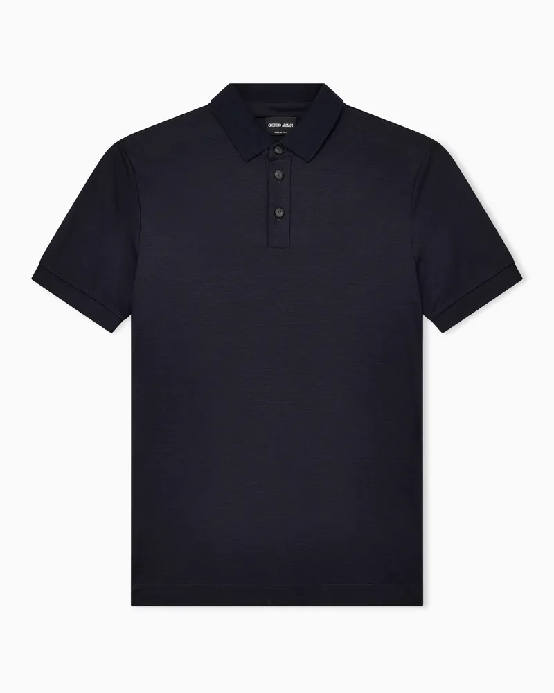 Giorgio Armani Poloshirt aus reinem Schurwollpikee Blau