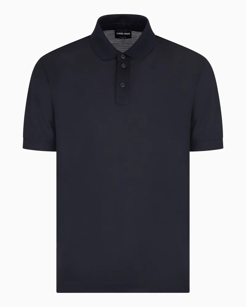 Giorgio Armani Poloshirt aus reinem Schurwollpikee Blau