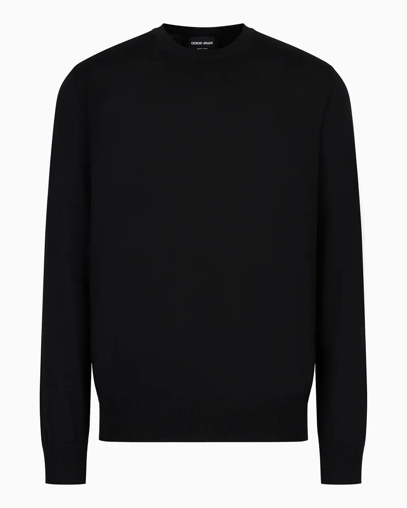 Giorgio Armani Pullover mit Rundhalsausschnitt aus Schurwolle Schwarz