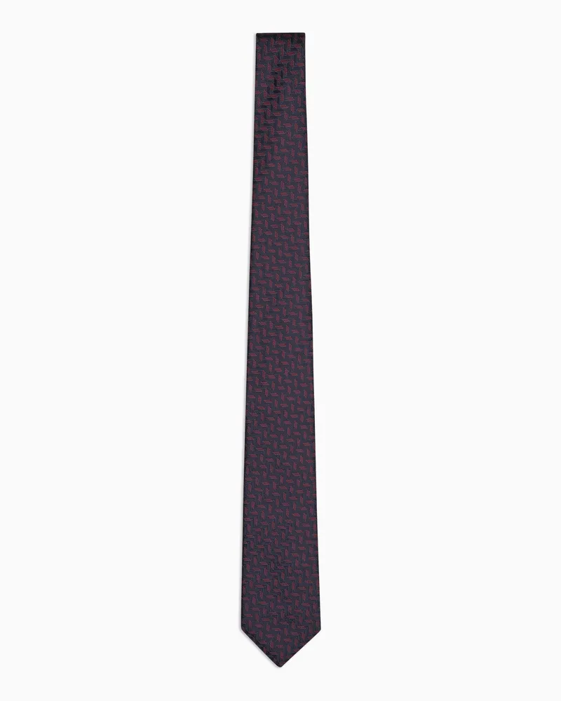 Giorgio Armani Krawatte aus Seiden-Jacquard mit geometrischem Muster Blau
