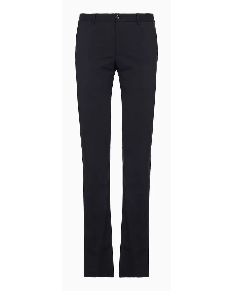 Giorgio Armani Flatfront-hose Aus Schurwolle Marineblau