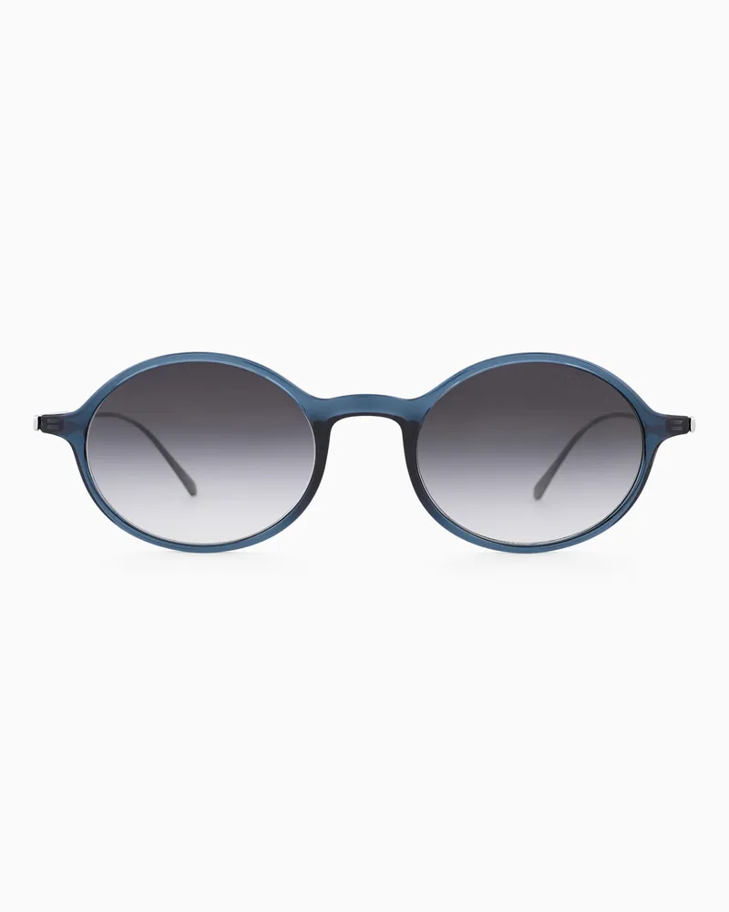 Giorgio Armani Herren-Sonnenbrille in ovaler Form Blau