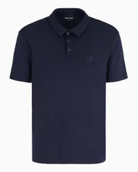 Giorgio Armani Kurzärmliges Poloshirt Aus Schurwoll-interlock Blau