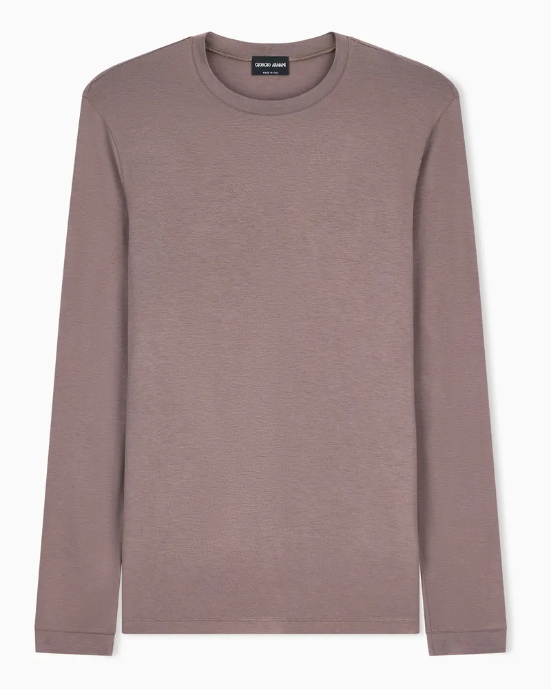 Giorgio Armani Pullover aus Viskosejersey mit Rundhals Braun