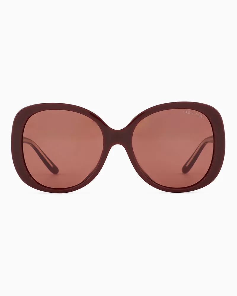 Giorgio Armani Sonnenbrille mit runder Fassung für Damen Burgunderrot