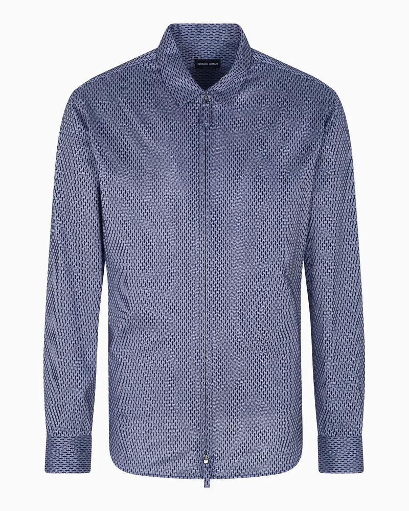Giorgio Armani Patterned Zip Shirt Jacket Blau