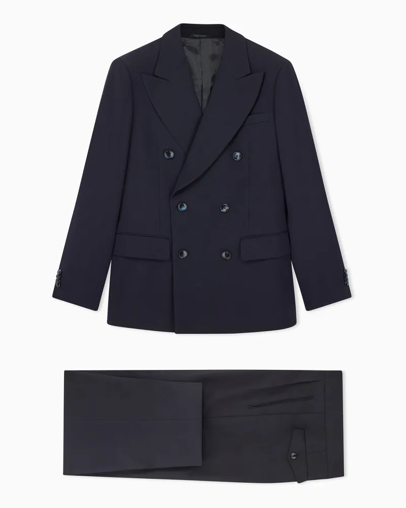 Giorgio Armani Doppelreihiger Woll-Anzug aus Canneté-Krepp aus der Royal-Linie Marineblau