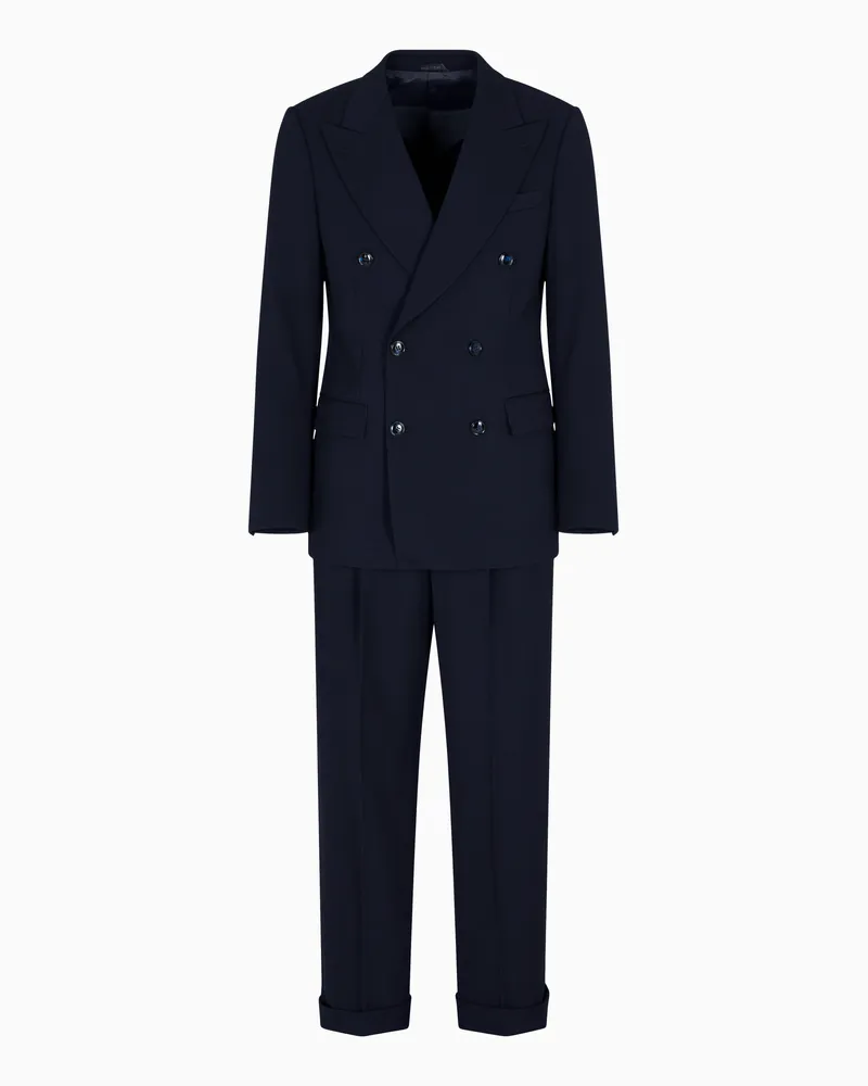Giorgio Armani Doppelreihiger Woll-Anzug aus Canneté-Krepp aus der Royal-Linie Marineblau