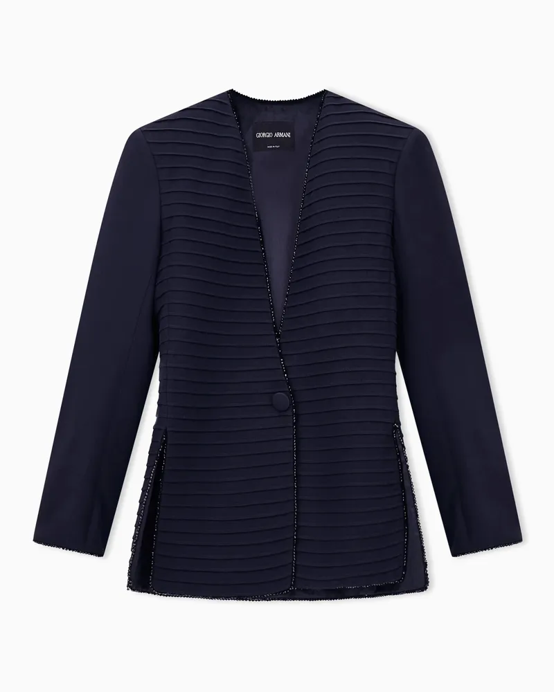 Giorgio Armani Blazer aus Seidensatin mit Querfalten und Glasperlenbesatz Gemustert