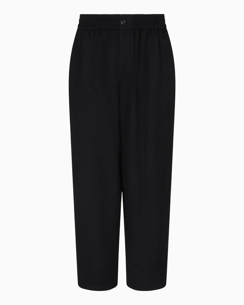 Giorgio Armani Wool Casual Trousers Schwarz