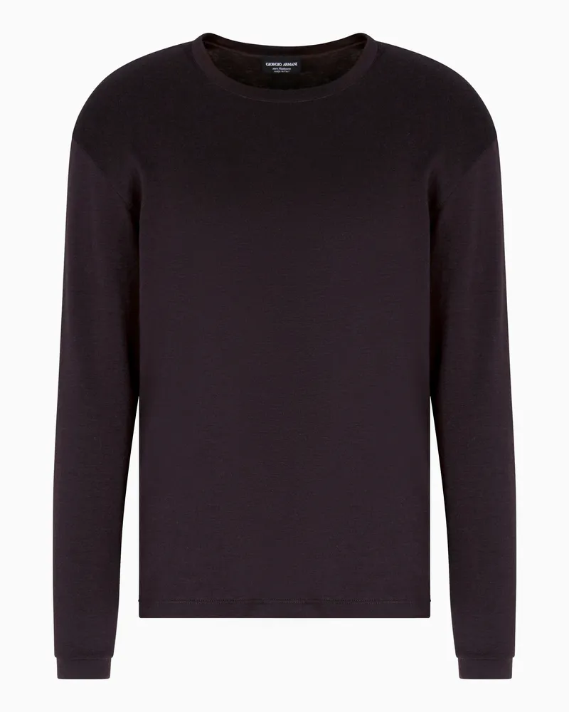 Giorgio Armani Pullover mit langen Ärmeln, gefertigt aus Interlock aus reinem Kaschmir Braun