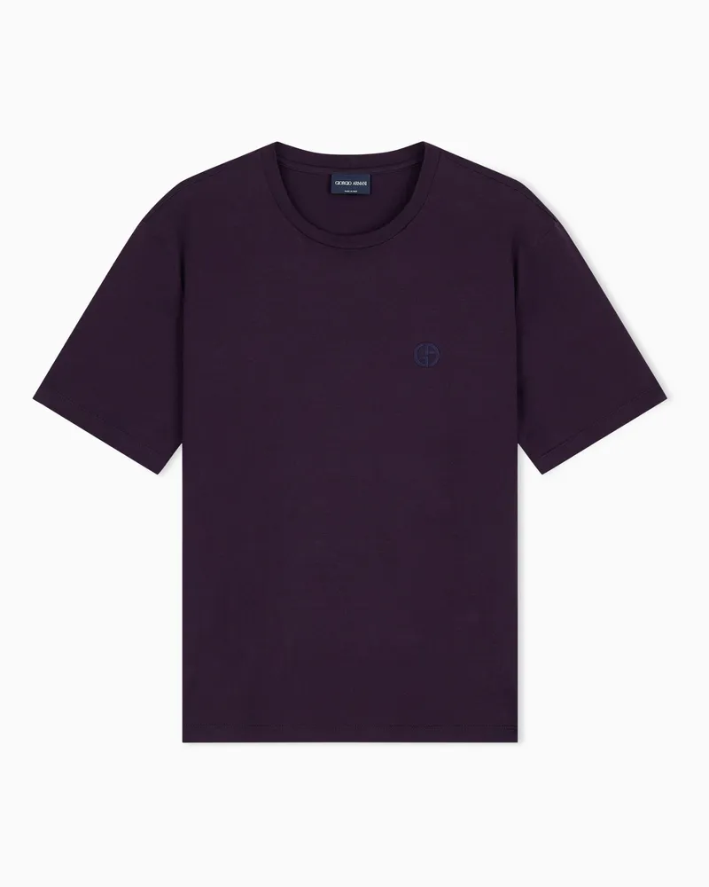 Giorgio Armani Regular Fit T-Shirt aus Baumwolljersey mit Logostickerei Burgunderrot