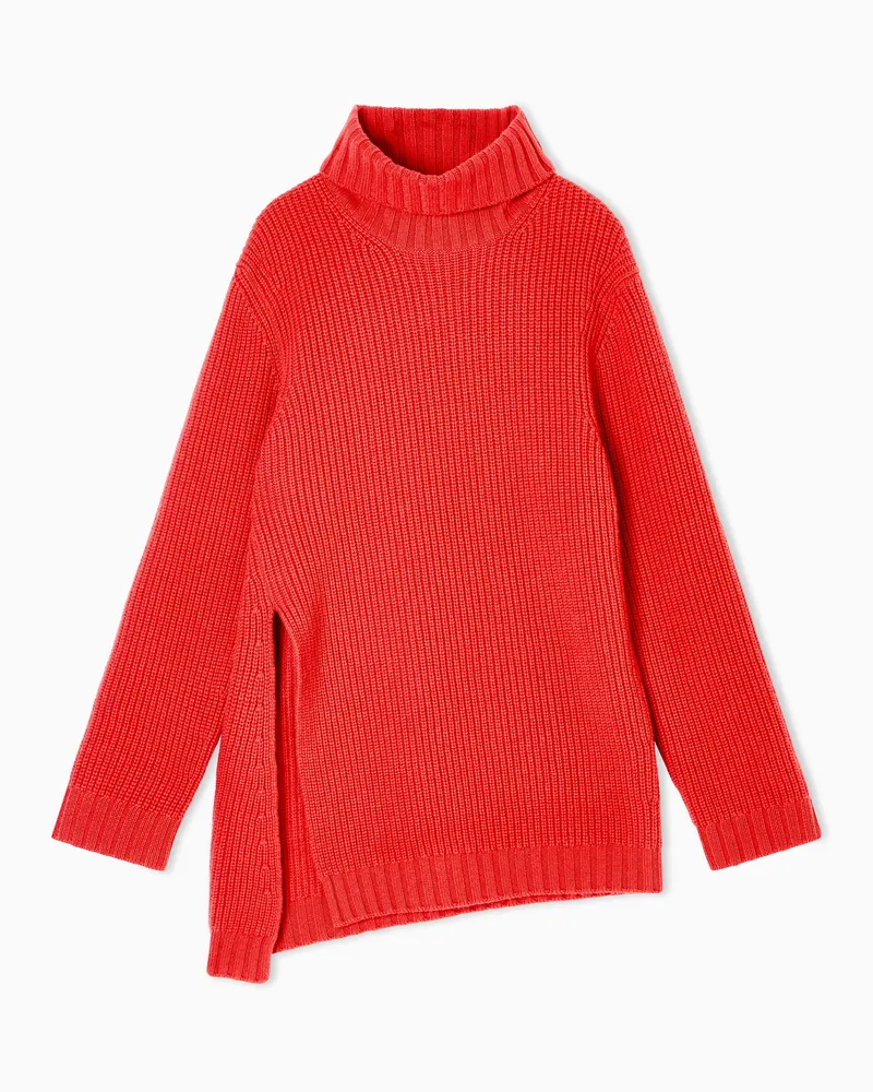 Giorgio Armani Oberteil mit hohem Kaschmirkragen Rot