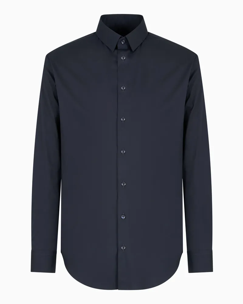 Giorgio Armani Hemd in Slim Fit aus Baumwoll-Popeline Marineblau