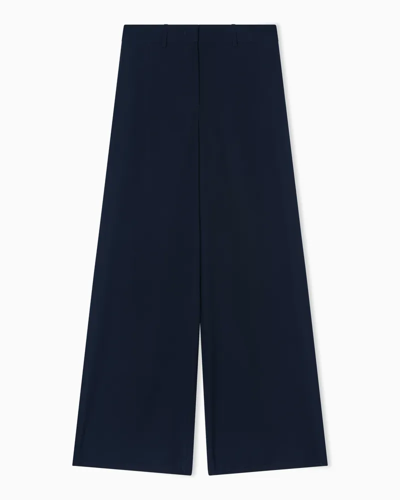 Giorgio Armani Weite Hose aus Cady-Funktionsgewebe Marineblau