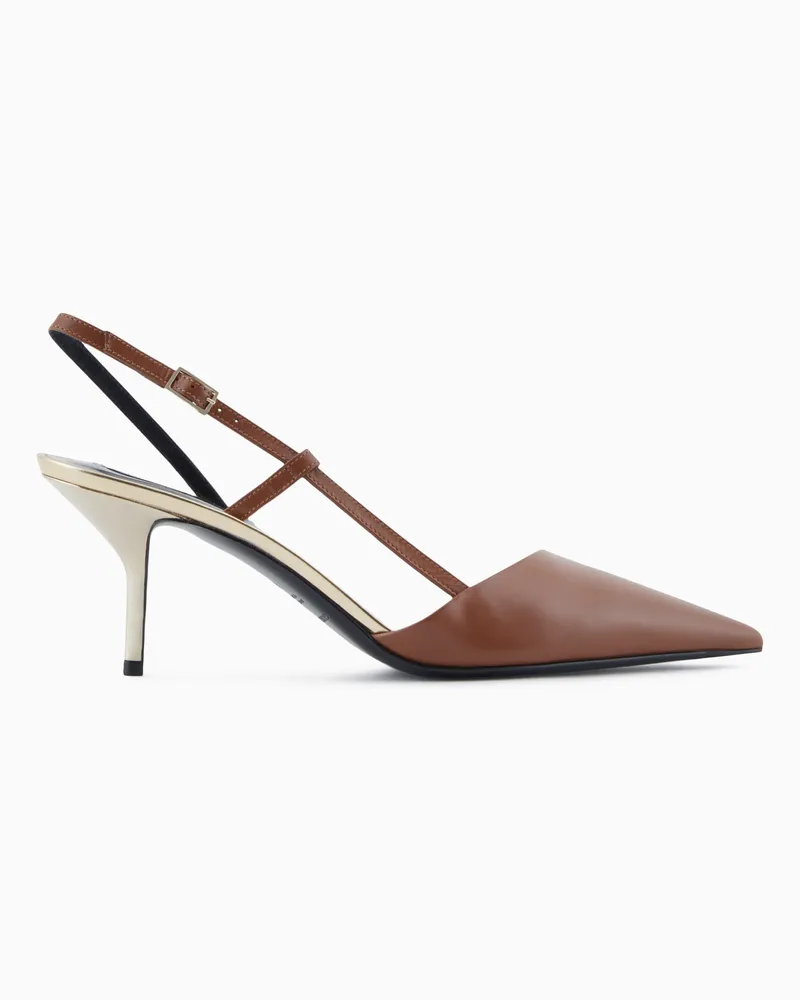Giorgio Armani Slingback aus Kalbsleder mit Spiegeldetails Braun