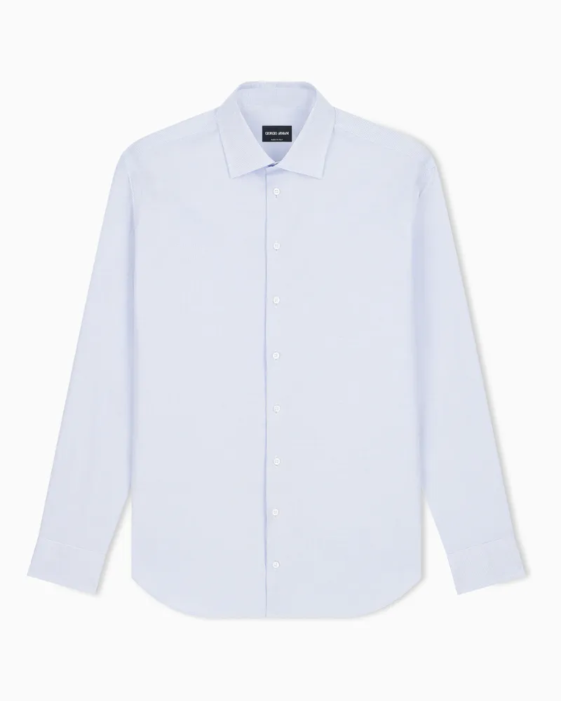 Giorgio Armani Regular Fit Hemd aus mikrostrukturierter Baumwolle Hellblau