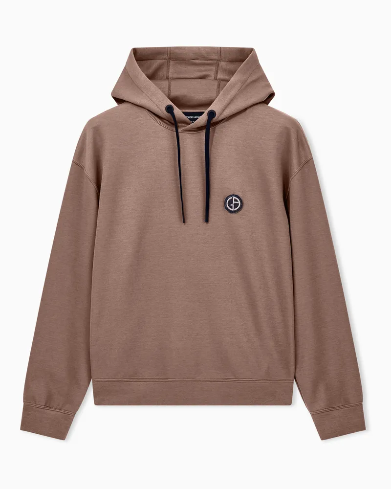 Giorgio Armani Hoodie im Regular Fit aus Double Jersey mit Kordelzug Braun