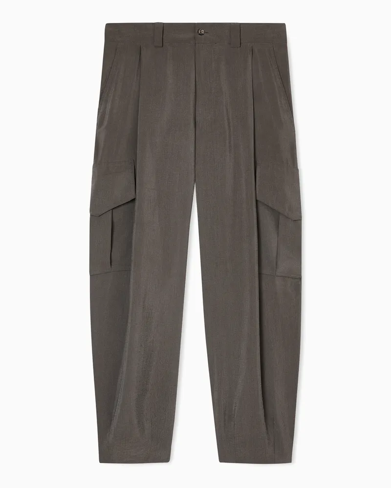Giorgio Armani Hose mit einer Bundfalte aus gewaschenem Seidengemisch Grau