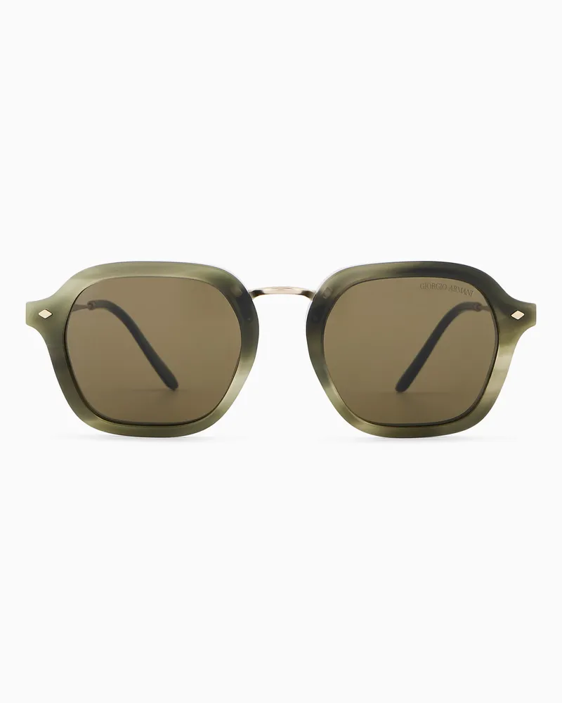 Giorgio Armani Herren-Sonnenbrille in eckiger Form Grün
