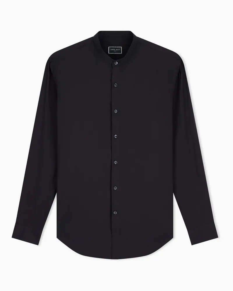 Giorgio Armani Hemd Icon aus stückgefärbtem Baumwollstretch Schwarz