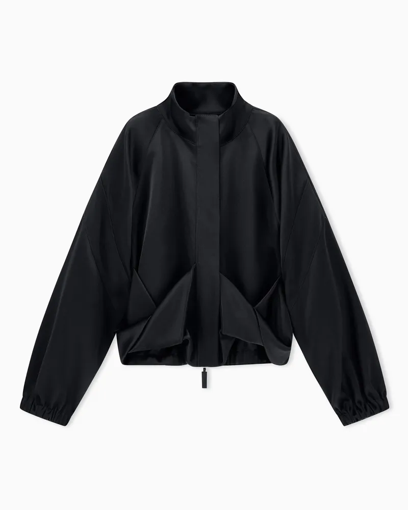 Giorgio Armani Caban aus Techno-Duchesse mit Stehkragen und Raglanärmeln Schwarz