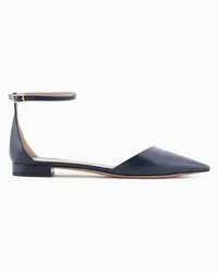 Giorgio Armani Ballerinas mit Riemen Aus Leder Blau