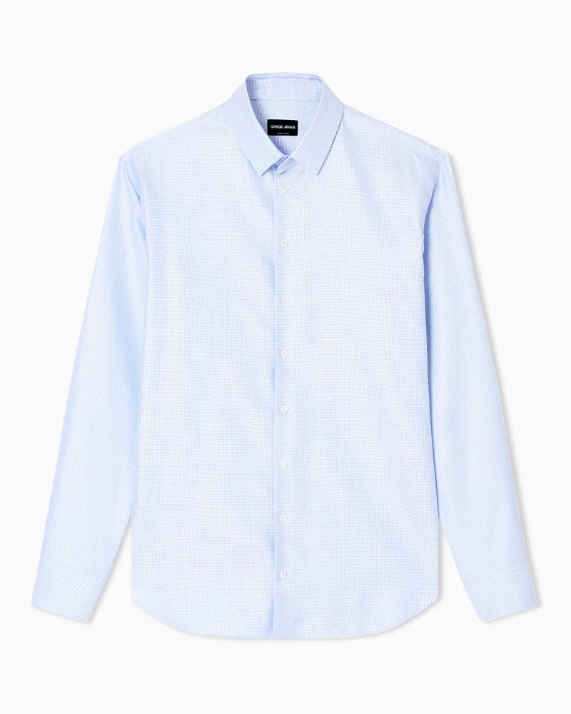 Giorgio Armani Hemd in Regular Fit aus Baumwolle in Mikrostruktur Weiß