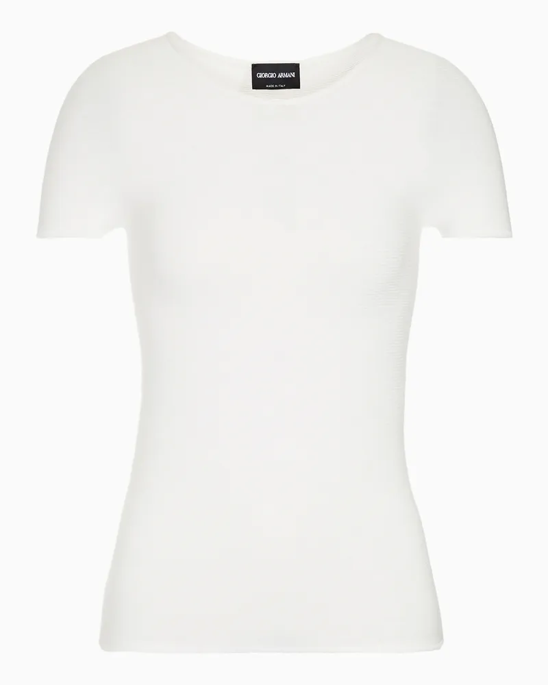Giorgio Armani Pullover mit kurzen Ärmeln aus Viskose mit Links-Verarbeitung Weiß