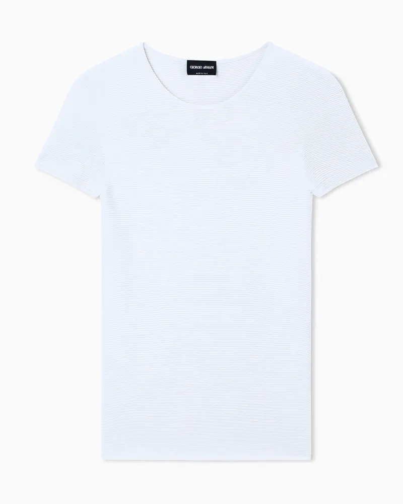Giorgio Armani Pullover mit kurzen Ärmeln aus Viskose mit Links-Verarbeitung Weiß