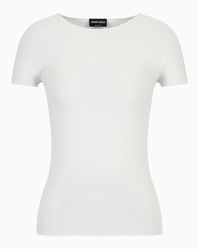 Giorgio Armani Pullover mit kurzen Ärmeln aus Viskose mit Links-Verarbeitung Weiß
