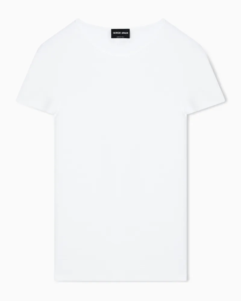 Giorgio Armani Pullover mit kurzen Ärmeln aus Viskose mit Links-Verarbeitung Weiß