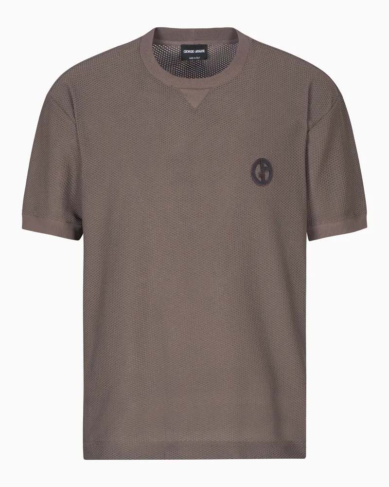 Giorgio Armani T-Shirt aus Funktionsgewebe mit Rundhalsausschnitt Beige