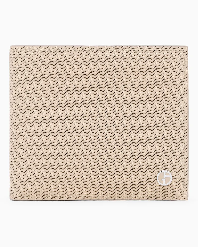 Giorgio Armani Bifold-Portemonnaie aus bedrucktem Leder Beige